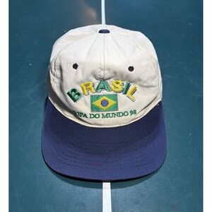Vintage Brazil Copa Do Mundo SnapBack Hat Futbol FIFA 1998 World Cup Soccer Rare